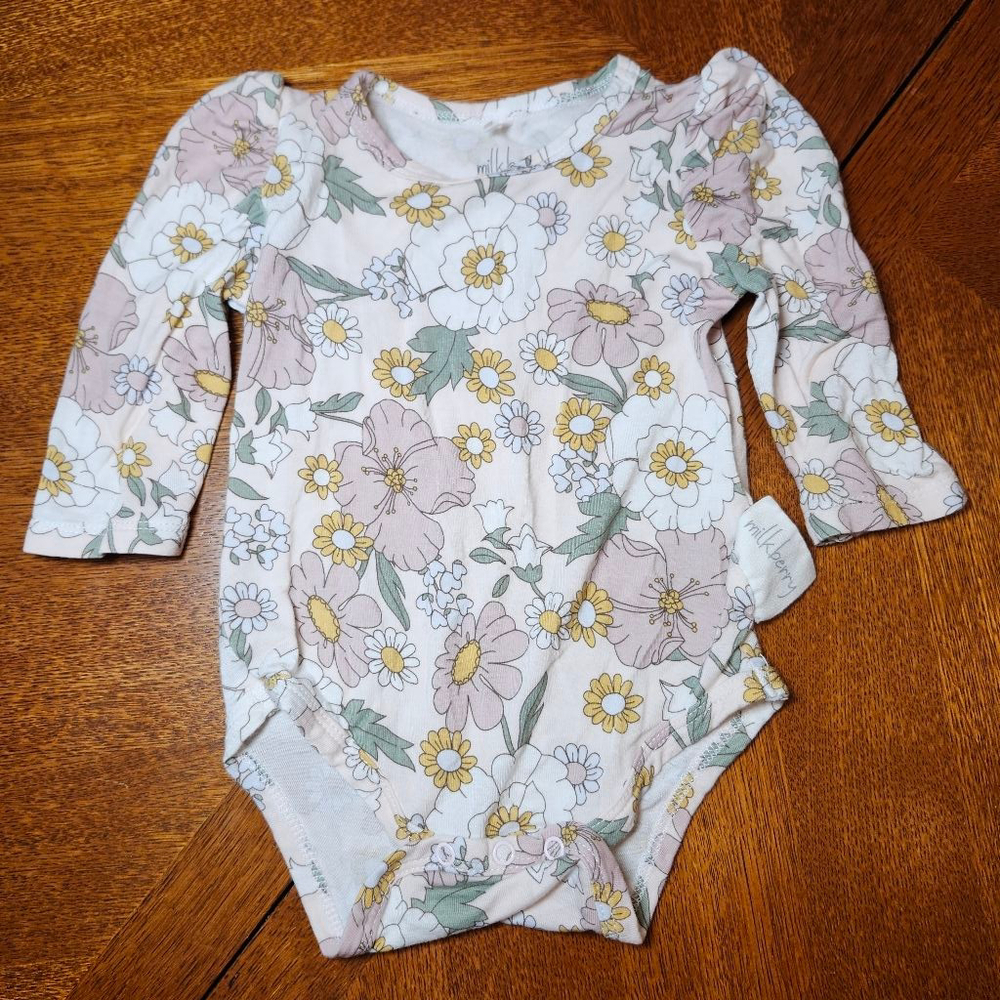 Baby Milkberry Floral Bodysuit 3-6 Months Pink White
